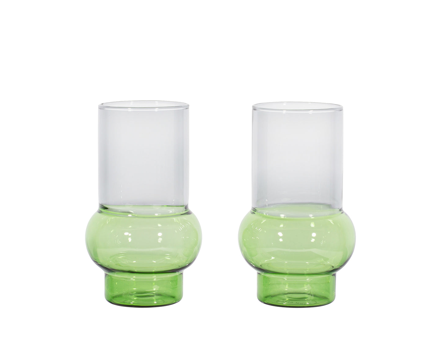 BUMP TALL GLASS GREEN X2