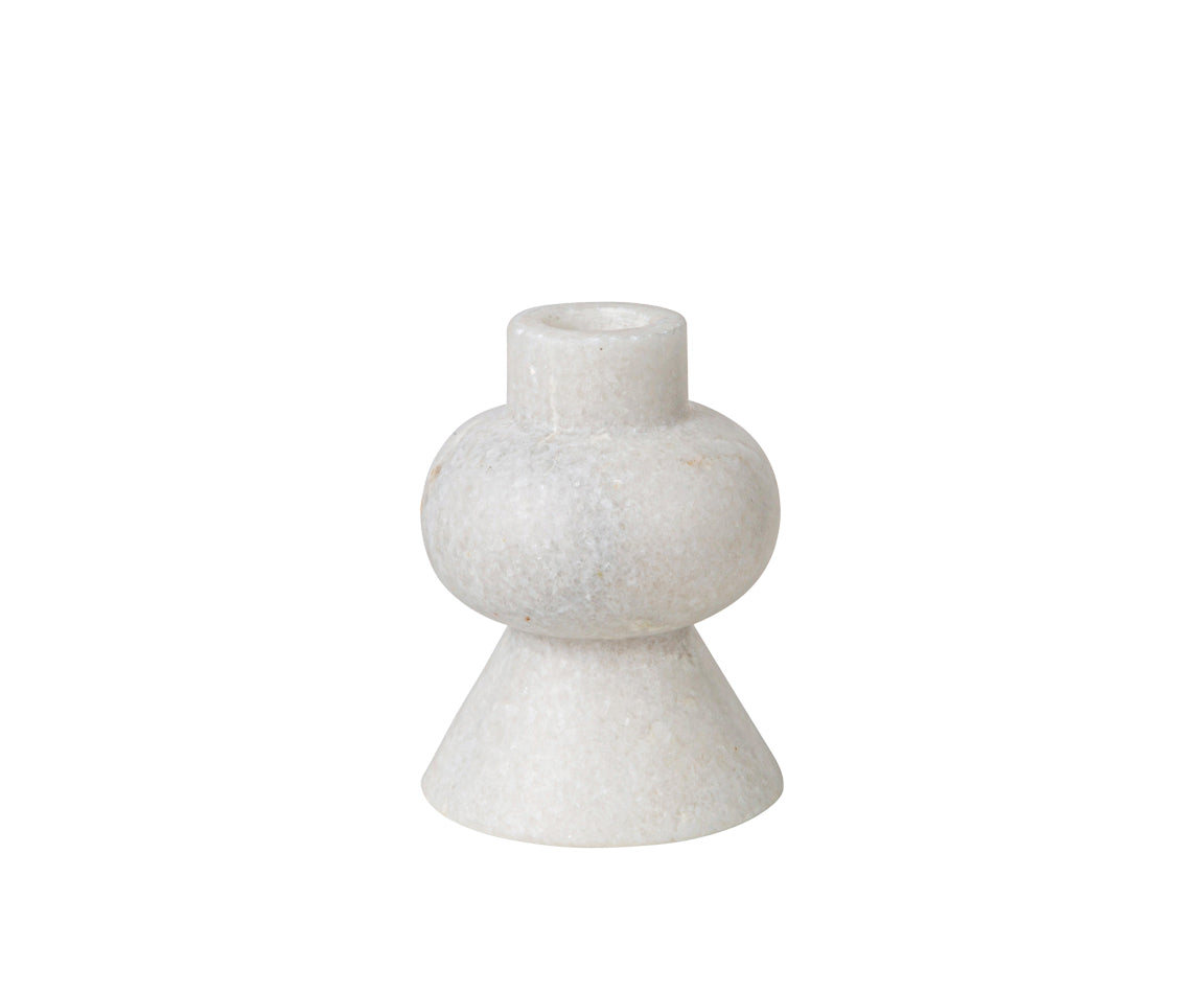 STONE STACKING CANDLEHOLDER WHITE