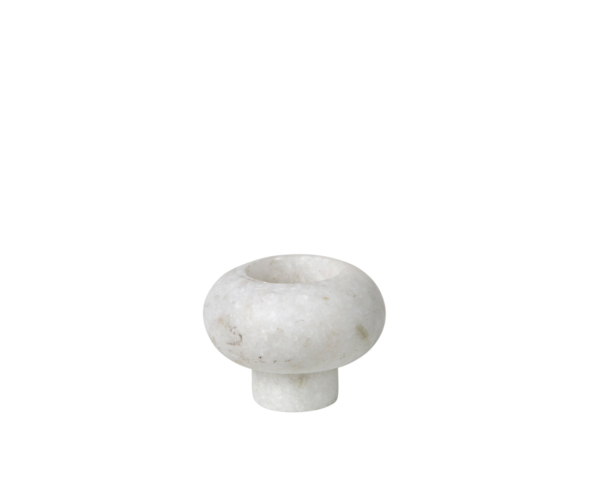 STONE STACKING CANDLEHOLDER WHITE