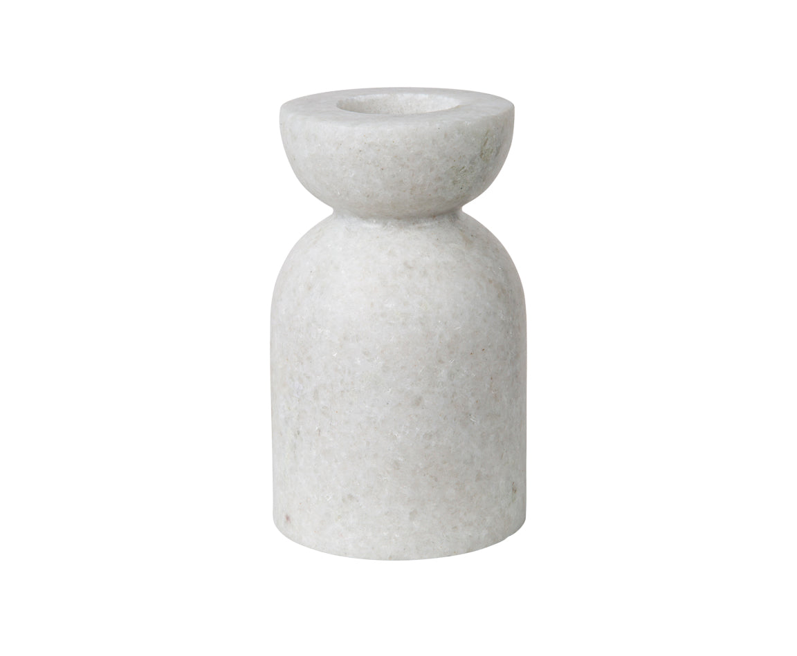 STONE STACKING CANDLEHOLDER WHITE