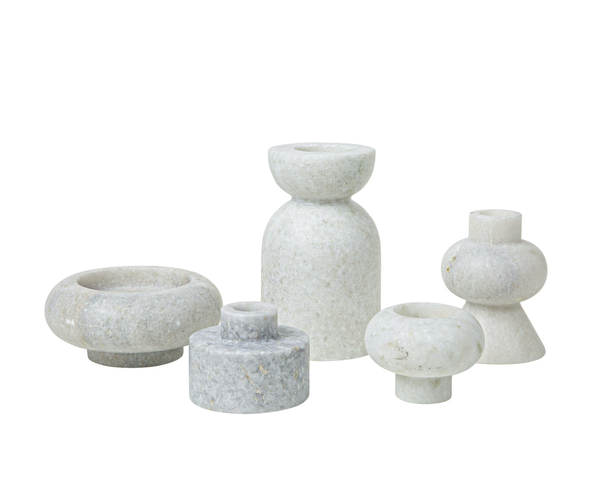 STONE STACKING CANDLEHOLDER WHITE